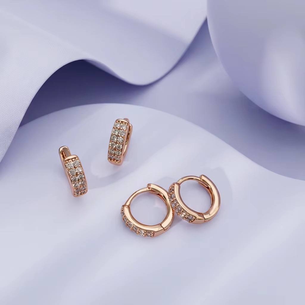 گوشواره حلقه ای نگین دار ژوپینگ گوشواره حلقه ای نگین دار ژوپینگ