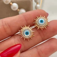 گوشواره میخی چشم نظر خورشیدی ژوپینگ