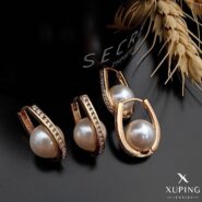 گوشواره مرواریدی درشت نگین دار ژوپینگ