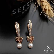 گوشواره پاپیونی طرح مرواریدی نگین دار ژوپینگ