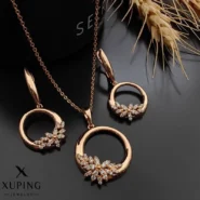 نیم ست مدل دایره گل دار ژوپینگ با زنجیر